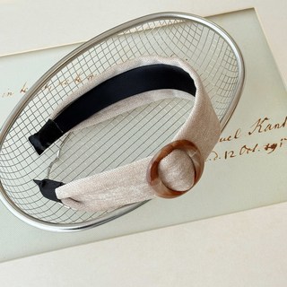 韓系簡約圓環寬邊髮箍女款美拉德氣質高級感壓發頭箍外出洗臉髮卡, 1個, 淺卡其:淺卡其