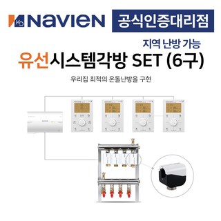 [경동나비엔] 보일러 유선 각방시스템 분배기 6구세트 제어기 구동기 온도조절기, 6구 + 기본세트