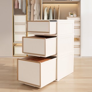 【 宅配到府 】日式收納盒 抽屜式收納櫃 床頭儲物櫃 多層收納盒 置物整理箱 零食玩具儲物盒 雜物盒 大容量收納櫃, 1個, 【16L】大號：可裝春秋衣物等,透明白-兩個裝