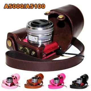 PU 가죽 카메라 가방 케이스 커버 파우치 소니 A5000 A5100 NEX 3N 16-50mm 렌즈, 단일옵션, 1개