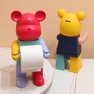 곰돌이휴지걸이 믹스 브릭 베어 귀여운 컬러 두루마리 걸이 소품, 1개, 크롬보라색