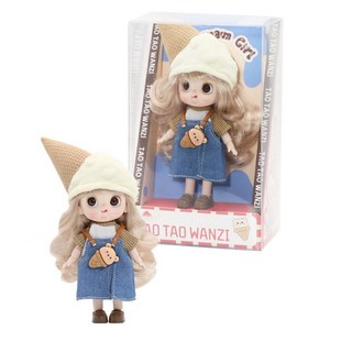 TAO TAO WANZI OB11 8分BJD可愛女孩冰淇淋造型換裝禮盒, 1個, 冰淇淋女孩【棕色】