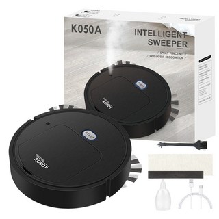 KeLeDi 智能掃地機器人 K050A，掃地吸塵拖地噴霧四合一, 黑色, K050A