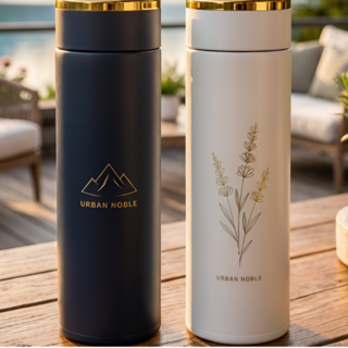 온도표시 보냉 보온병 텀블러, 1개, 500ml, 블랙