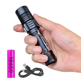 82g 가벼운 초강력 LED 손전등 충전식 휴대용 후레쉬 괴물 써치라이트, 1개, 블랙