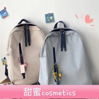 甜蜜cosmetics日系初中生書包女ins森系百搭高中學生雙肩包，大容量帆布簡約背包，1.5萬人收藏, 普通版【黑色】,單包
