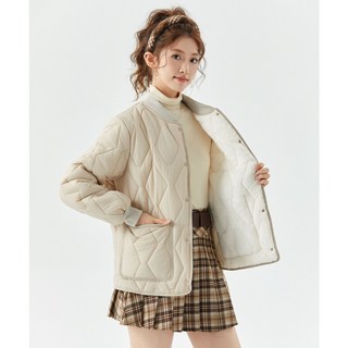 【Cavensi】輕量型保暖菱格壓紋鋪棉外套 大尺碼女 內刷毛菱格 絎縫保暖外套