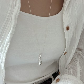 실버 물방울 볼드 드롭 롱 목걸이 (70cm)