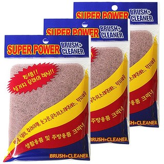 슈퍼파워브러쉬클리너 양면수세미, 1세트, 3개