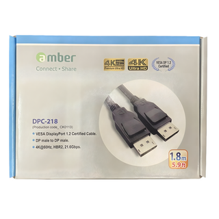 【京徹】 amber VESA DP1.2認證影音訊號線/DisplayPort 公對公/DP to DP/4K/60Hz-1.8公尺, 1個, 180cm