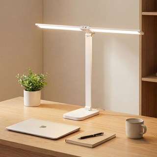 Airwit 듀얼 LED 스탠드 조명 시력보호 블루라이트 차단 와이드 조명 무단계 밝기조절 책상 사무실 학습용 사무용 독서용, 화이트