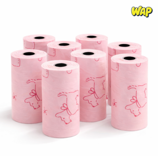 WAP 120매 생분해 친환경 향균 강아지 배변봉투 풋백 도톰 두꺼운, 120개, 8개입, 핑크