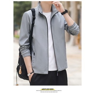 韓版外套 男生立領防風夾克 素色休閒外套 秋季薄外套