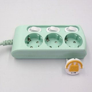러그박스 3구 개별 멀티탭 납작한 슬림한 플러그 파스텔 멀티콘센트, 1개, 3구 개별 1.5M 민트, 1.5m