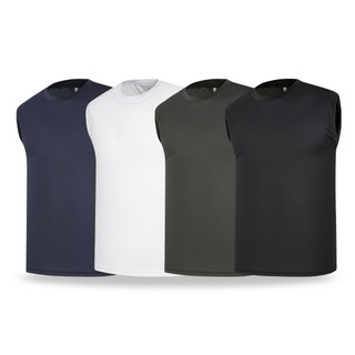 1+1 기능성 쿨론 퀵 드라이 에어로쿨 후렌치 민소매 남녀공용 무지 라운드넥 나시 통기성 시원한 이너(2장세트)