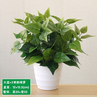 綠蘿塑膠小盆栽 仿真花草植物 家居裝飾 桌面紅掌花 假綠植盆栽 室內外店鋪裝飾, 大盆新綠蘿, 1個
