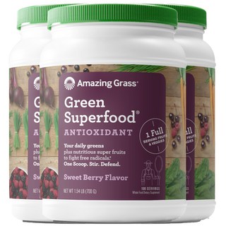Amazing Grass Green Superfood無麩質無糖巴西莓速沖粉, 700g, 3罐