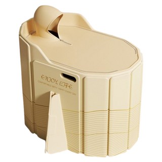 東日泡澡桶 便捷秒開恆溫大號浴缸 家用成人沐浴桶高深浴缸 半身沐浴桶 可摺疊免安裝, 鎏金歲月 保溫蓋款, 1個