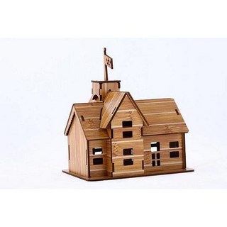 【微景小舖】微景觀 DIY小木屋 智慧拼裝模型 精緻DIY益智小木屋 小木屋 DIY手作材料 房屋 房子 別墅 木屋, 1個, 竹紋色小木屋, 竹紋色