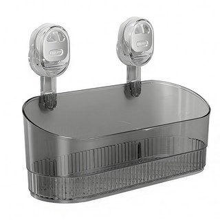 輕奢吸盤置物架 浴室收納筐 大容量掛籃 化妝品收納盒 免打孔壁掛式, 透灰（購買4個以上，請選宅配）, 1個