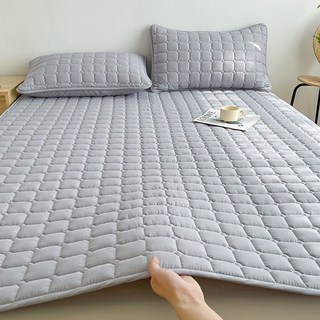 쟈오시 고정밴드형 사계절 매트리스 패드 누빔 침대패드, 그레이