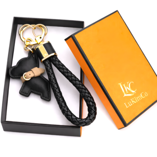 가죽 강아지 키링 키홀더, 럭셔리블랙, 1개