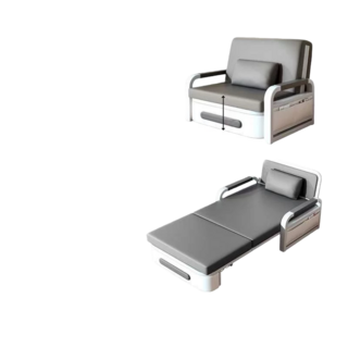 多功能摺疊沙發床，小戶型客廳適用，簡約現代風格，附贈舒適抱枕, 灰色