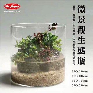 帥哥水族【MR.AQUA 水族先生】微景觀生態瓶 生態缸 魚缸 魚菜共生 水族箱, 1個, 15x15公分