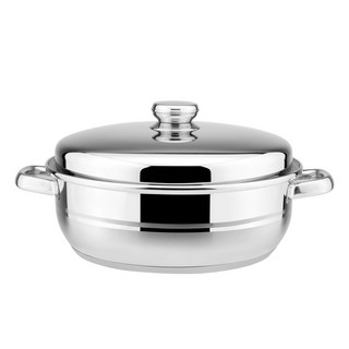 【潔豹】28CM歐式火鍋 5.5L，304不銹鋼三層底，IH電磁爐適用，家庭聚餐首選, 1個