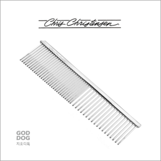 크리스크리스텐슨 버터콤 005 콤보콤 중장모 강아지빗 고양이빗 일자빗 애견콤 이중모 모발정리 모질개선, 실버, 1개