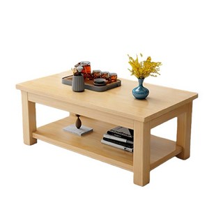 樂悅茶几 現貨隔日達 客廳桌 家用實木茶几 出租屋小茶几 客廳茶几 公司大茶几 實木餐桌 實木耐用 桌面加厚 5220, 120*60*50【雙層】原木色, 1件