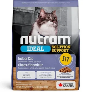 nutram 成貓用 專業理想系列 室內化毛乾糧 I17, 雞肉 + 燕麥, 5.4kg, 1袋
