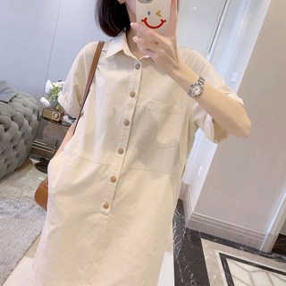 심플 데일리 여성 오버핏 원피스 편한 레이어드 쉬폰 셔츠형 순면 고급