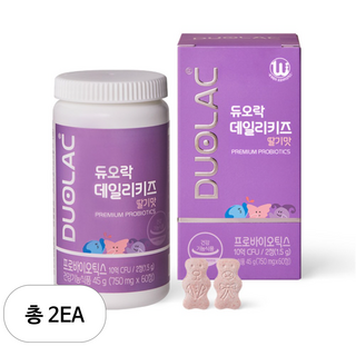 듀오락 데일리키즈 딸기 츄어블 어린이 유산균, 60정, 2개
