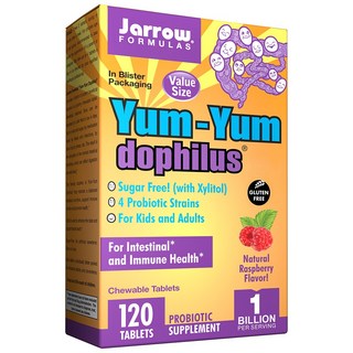Jarrow FORMULAS 賈羅公式 益生菌素食錠片 覆盆子口味, 120顆, 1罐