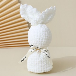 毛巾方巾 婚禮小物伴手禮 開業迴禮禮品, 1個, 小兔白色白蝴蝶結【帶珠子】,35*75cm珍珠熊+磨砂手提袋