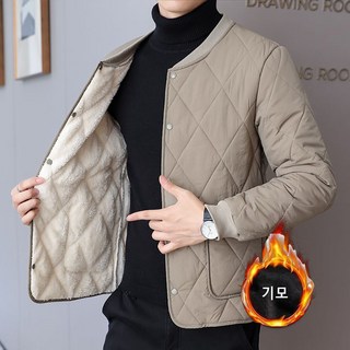 ROYALBELLE 남성 고급 퀼팅 기모 안감 캐주얼 빅사이즈 따뜻한 패딩 자켓 따뜻한 K0111009