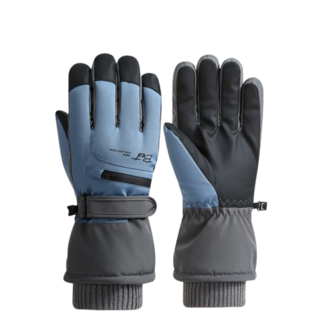 滑雪手套 加絨內裏 保暖 防風防水, 深藍色-男款, 1套
