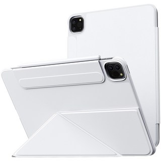 AITEWO 아이패드 케이스 삼각형 거치대 네 가지 각도조절 마그네틱 펜슬수납 미니 에어4/5/6/7 프로7/6/5/4/3/2세대 10.9/11/12.9/13인친 M2 M3 M4, 화이트, 1개