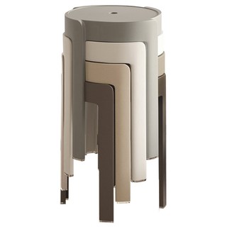 AOTTO 莫蘭迪色系加厚風車椅凳四入組 (凳子 椅子 折疊椅 化妝椅 塑膠椅 餐椅 休閒椅), 卡其色灰色咖啡色白色, 4件