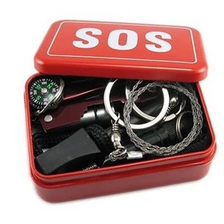 SOS 생존키트 재난용품 6종 세트 비상 생존도구, 레드, 1개
