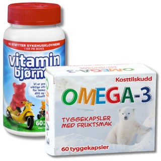 【Isbjorn挪威北極熊保健專家】兒童學習高效組：DHA魚油+小熊綜合維生素 補充多種營養, 1套, 120顆