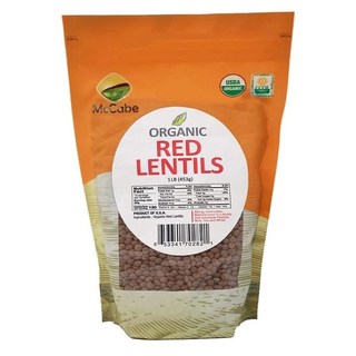 McCabe 유기농 레드 렌틸콩 - 렌틸 드라이 | 섬유질 및 미네랄이 풍부함 USDA C, 453g, 1) 1 Pound (Pack of 1)