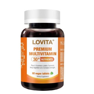 Lovita愛維他 綜合維他命礦物質素食錠 (葉黃素 酵素 薑黃 B群 維他命C 鈣 鎂 鋅), 1瓶, 60顆