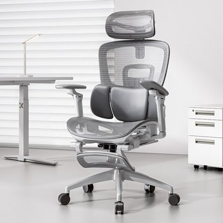 HOMEY NEST 사무실의자 플로팅 윙 허리받침대 팔걸이 방석조절 풀메쉬 컴퓨터의자 HN-X063, 그레이