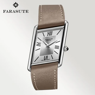 호환 FARASUTE 럭셔리 스퀘어 스포츠 남성용 시계 스위스 무브먼트 방수 사파이어 스테인레스 스틸 쿼츠 손목 시계 남성 Reloj, [04] Silvery