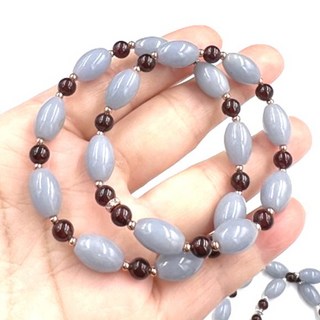 『亮晶晶』天使石 天然紅石榴 純銀手鍊 驅除恐懼，舒緩焦慮情緒 提升溝通表達能力, 玫瑰鍍金款