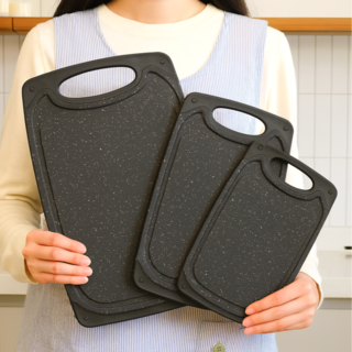 바른살림 1+1+1 마블도마 흠집없는 커팅보드, 1세트, 블랙마블