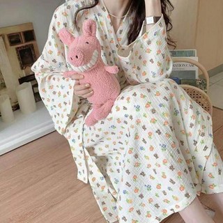 여성 귀여운 패턴 홈웨어 가볍게 착용하기 좋은 로브 가운