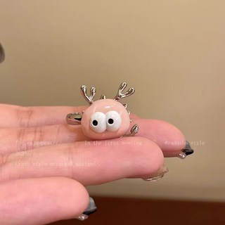 鴻利首飾廠 紅色系法式可愛少女感蝴蝶結愛心小衆設計閤金戒指 女 輕奢高級感